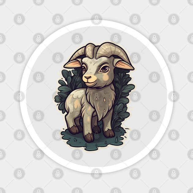 Cute Goat Sticker Design Magnet by Kneazal